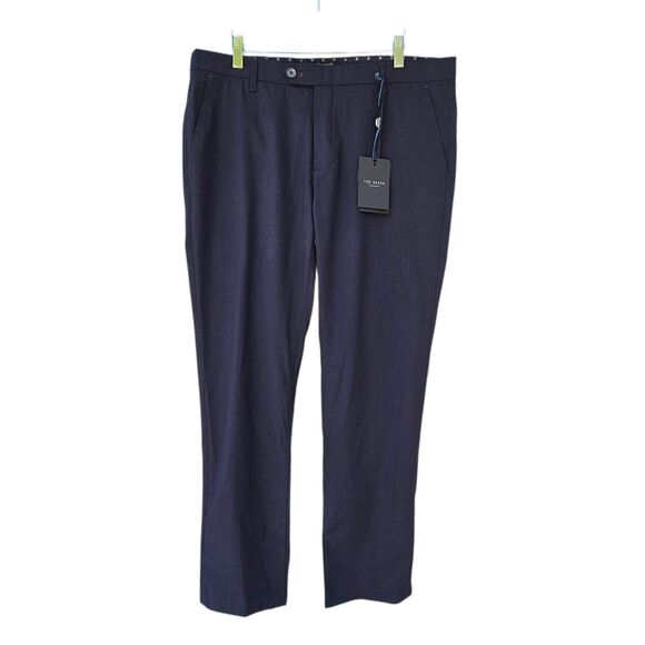 Ted Baker London Other - Ted Baker London SAMMEI Slim Fit Pinstripe Pants Navy Size 36R Flat Front Office